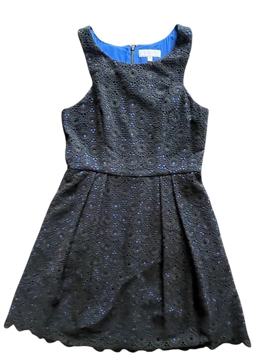 Tori Richard Dresses & Skirts - Tori Richard Women’s Size 10 Black Eyelet Dress with Blue Lining and Pockets